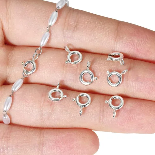 Vista 4 de 40 piezas de anillo de resorte abierto de 0.236 pulgadas de diámetro, cierres redondos, cierre de pulsera, cierre de joyería, hallazgos