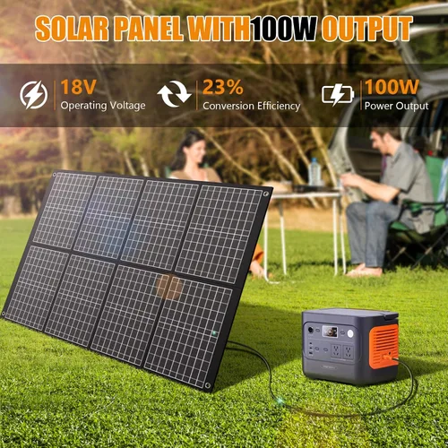 Vista 5 de Paneles solares portátiles de 100 vatios, panel solar plegable de 100 W para estación de energía, camping, senderismo, vida fuera de la red, paneles