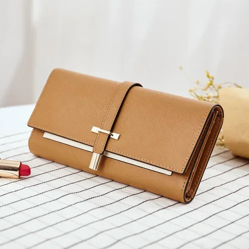Vista 2 de CLUCI Cartera de cuero para mujer, diseño delgado, triple, tarjetero para tarjetas de crédito, Classic