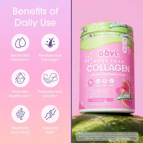 Vista 3 de Obvi More Than Collagen Powder Apoya la salud del cabello, la piel, las uñas, las articulaciones, el intestino Suplemento de colágeno múltiple
