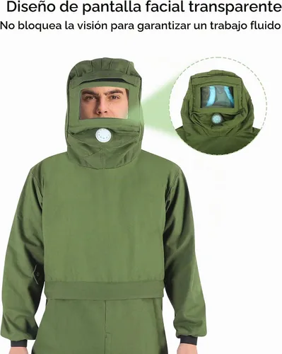 Vista 2 de ZASCHMOY - Traje de chorro de arena con capucha protectora para construcción naval de hierro fundido