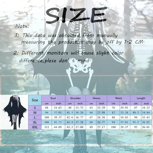 Vista 6 de Vestido gótico de talla grande para mujer, disfraz sexy de bruja de Halloween para adultos, disfraces de cosplay 2023, vestidos renacentistas
