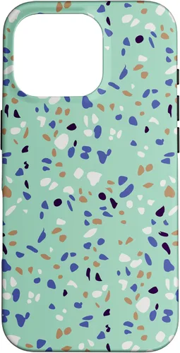 Vista 20 de Fun Vintage Green, Blue, White and Black Terrazzo Case for iPhone 16