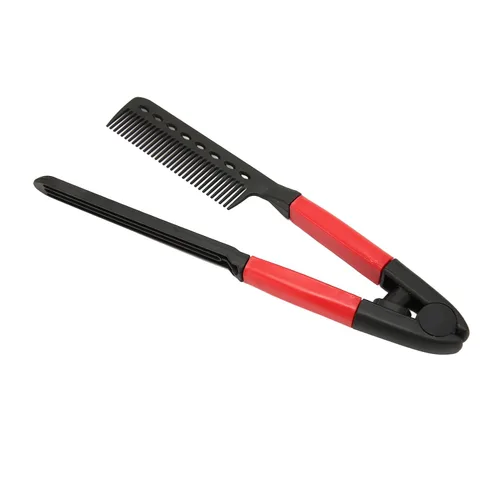 Vista 5 de Peine alisador de cabello, 3 piezas portátil multiusos en forma de V peine recto para cabello anudado