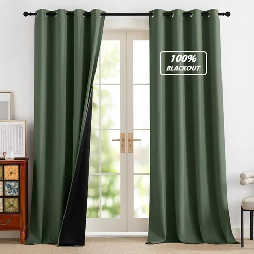 Vista 110 de NICETOWN Cortinas 100% Opacas Cortas de 36 Pulgadas de Largo para Dormitorio, Privacidad Aislamiento Térmico con Ojales Cortinas de Ventana