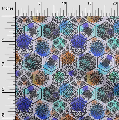 Vista 2 de oneOone Cotton Flex Dark Blue Fabric Floral DIY Clothing Quilting Fabric Print Fabric By Yard 40 Inch Wide-2H Azul Oscuro