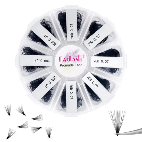 Vista 8 de Extensiones de pestañas de volumen Premade Fans Extensiones de pestañas 10D C/D rizadas