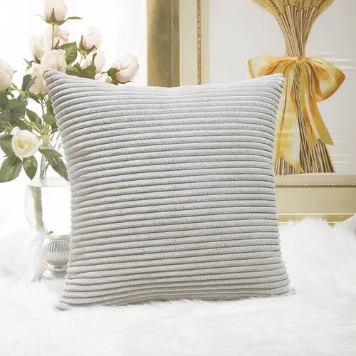 Vista 9 de Home Brilliant Funda de almohada de primavera de 18x18 pulgadas, funda de almohada de terciopelo a rayas para silla y sofá, funda de almohada