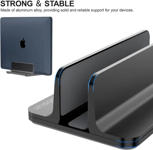 Vista 4 de YICOSUN Soporte vertical de aluminio para laptop para escritorio, base de ancho ajustable para MacBook, Surface, Samsung, HP, Dell de hasta 17.3