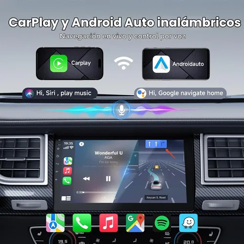 Vista 2 de Haudio - Estéreo de coche Android de 9 pulgadas con doble DIN (RAM4GB+ROM64GB) para Apple Carplay y Android Auto, radio de coche con cámara trasera