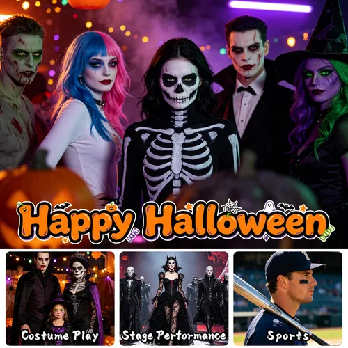 Vista 6 de Juego de pintura corporal SFX de Halloween a base de agua, 2 piezas de Esqueleto
