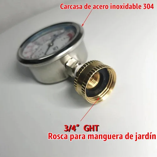 Vista 2 de Medidor de prueba de presión de agua de acero inoxidable 304 lleno de líquido, 0-220psi, pantalla de dial de 2-1/2", medidor de aceite. Rosca hembra