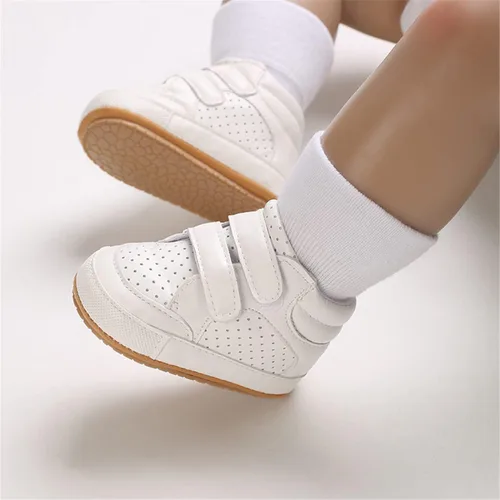 Vista 2 de E-FAK Zapatos de bebé para niños y niñas, zapatillas para bebés, suela de goma antideslizante, zapatos de cuna para primeros pasos de niños pequeños