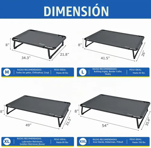 Vista 7 de ABCPET Cama elevada refrescante para perros, cama elevada para perros para exteriores, camas impermeables para mascotas, cuna estable y fácil