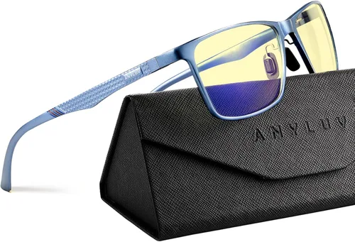 Vista 26 de ANYLUV Blue Light Glasses Men, Relieve Eyestrain and Eye Protection, Al-Mg Metal Computer Blue Light Blocking Glasses