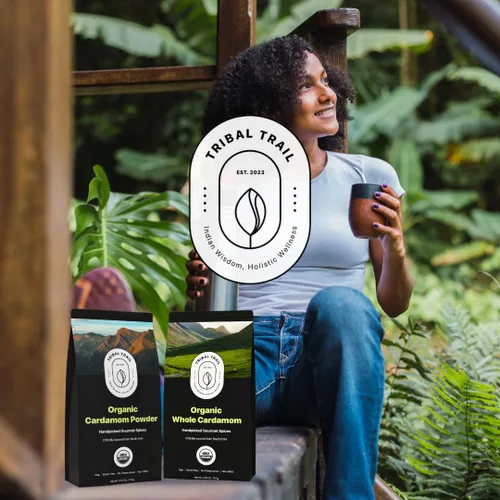 Vista 7 de Tribal Trail Cardamomo orgánico molido 4.02 onzas USDA Orgánico y sin OMG De origen ético de Kerala, India Bolsas de papel kraft reciclables