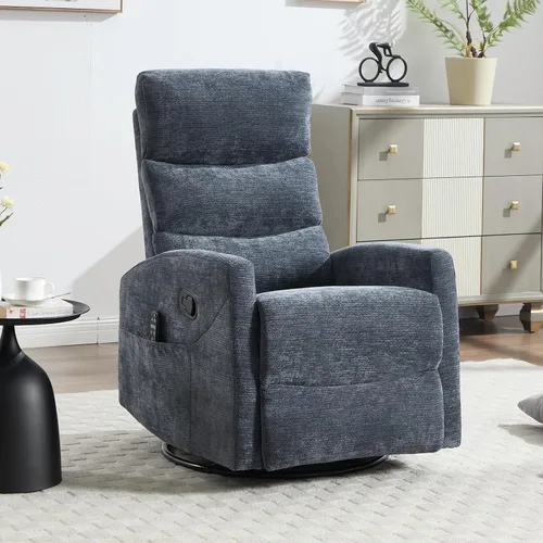 Vista 11 de Silla reclinable manual con masaje vibratorio, reclinable giratorio con control remoto, mecedora con calor lumbar, sillas reclinables con bolsillos