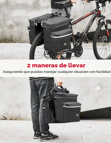 Vista 7 de KEMIMOTO - Bolsa para bicicleta alforja con cubierta anti-lluvia, bolsa de sillín de bicicleta impermeable de 34L para almacenamiento de bolsas