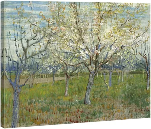 Vista 8 de Wieco Art Huerto con árboles de albaricoque en flor, impresión en lienzo, arte clásico de paisaje floral de Van Gogh, arte de pared moderno y famoso