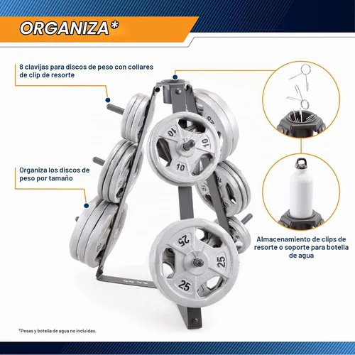 Vista 5 de Marcy Soporte para Discos para Discos de Peso de Tamaño Estándar/Estante de Almacenamiento para Pesas de Ejercicio PT-36 gris oscuro, 34.00 x 9.00 x