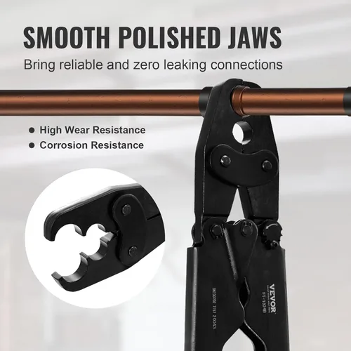 Vista 3 de VEVOR Herramienta de Crimpado PEX, Herramienta de Crimpado PEX Combo de Doble Cabezal para Anillos de Crimpado de Cobre PEX de 1/2" y 3/4