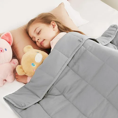 Vista 21 de CuteKing Manta pesada (2 libras, 36 x 48 pulgadas, gris) manta pesada para 40-60 libras, manta pesada para refrigeración y calefacción con cuentas