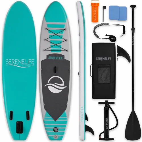 Vista 10 de SereneLife Tabla de remo inflable de 10 pies 6 pulgadas con accesorios de SUP de alta calidad, diseño estable de 32 pulgadas de ancho