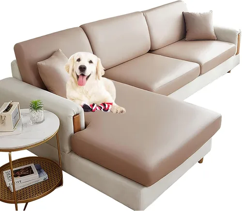 Vista 12 de HUHJYUGE Funda de cojín impermeable para sofá, cojín elástico de piel sintética, protector de muebles antideslizante con parte inferior elástica