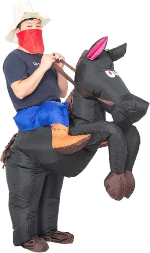 Vista 5 de JYZCOS Disfraz inflable de vaquero para adultos, vestido elegante de jinete de caballo occidental para hombres y mujeres, traje de fiesta