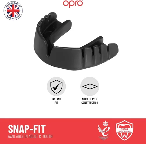 Vista 4 de OPRO Protector bucal de nivel instantáneo a presión + correa, protector bucal de protección rápida para lacrosse, jiu jitsu, rugby, artes marciales
