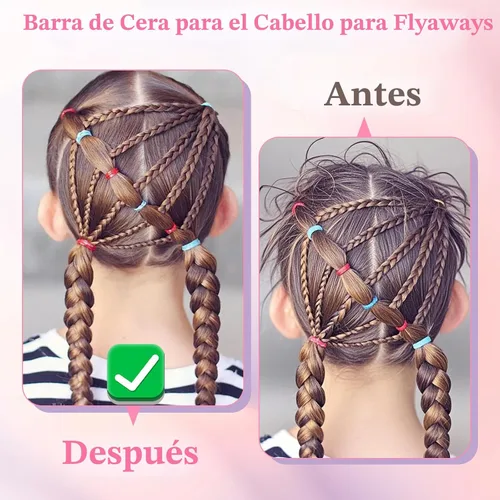 Vista 2 de Barra de cera para el cabello, cepillo liso para cabello, cera en barra para cabello suelto, set de herramientas de peinado con peine de cola de 4