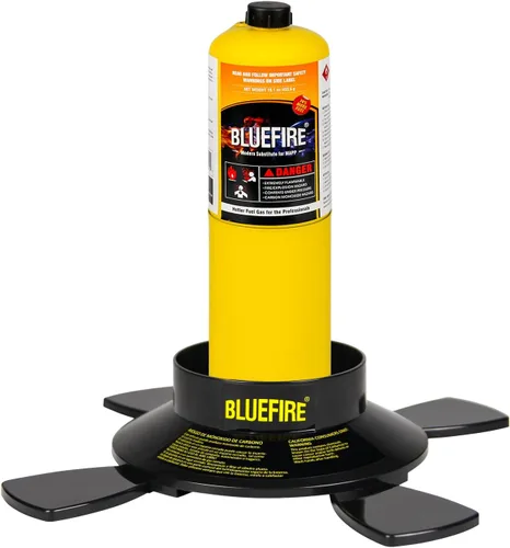 Vista 5 de BLUEFIRE Soporte de cilindro de gas de combustible de doble uso para acampar y soldar con forma de estrella, base de botella de propano MAPP MAP