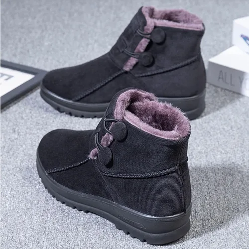 Vista 6 de Botas de nieve para mujer, con forro de lana, punta redonda, cálidas y cómodas, botas de invierno para mujer, botas Chelsea