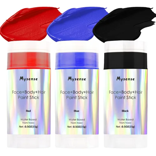 Vista 10 de Mysense Pintura en barra verde Amazon para el cabello de cara y cuerpo, maquillaje de Halloween, Elphaba Witch Gamora, color de cabello temporal