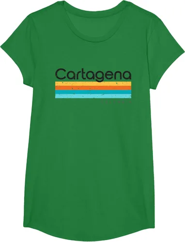 Vista 47 de Camiseta vintage de Cartagena Colombia con diseño retro, Blanco, S
