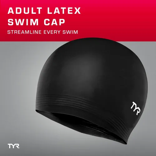 Vista 2 de TYR Gorro de natación de látex para adultos para mujeres y hombres, sombrero de natación de entrenamiento y recreación con una construcción de látex