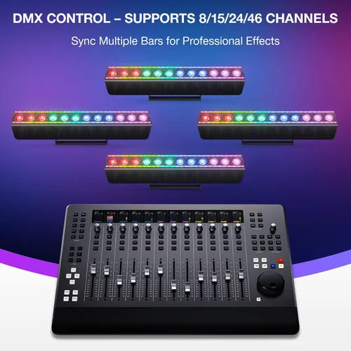 Vista 4 de Barra de luz LED para lavado de escenario, paquete de 2: mezcla de colores RGBW de 60 W - Tiras RGB de doble cara - DMX y activado por sonido