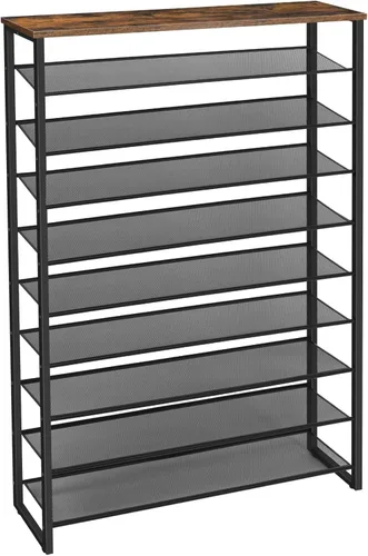 Vista 10 de HOOBRO - Zapatero de 10 niveles, organizador de almacenamiento de zapatos de 23.6" L, estante de zapatos de gran capacidad para entrada de puerta