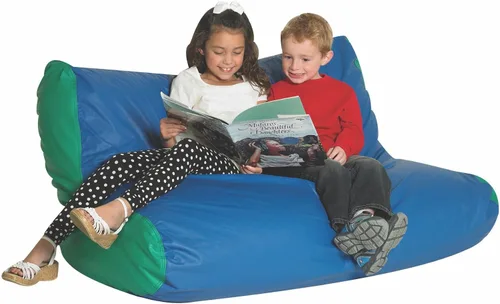 Vista 3 de Children's Factory School Age Tumbona con respaldo alto - Muebles de aula azul y verde (CF610-068), asiento individual/4 años +