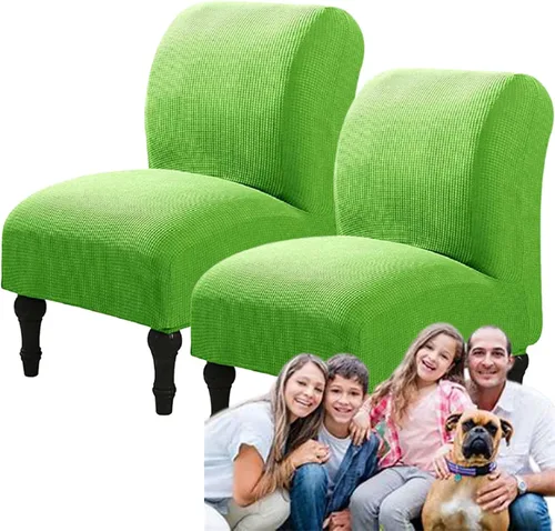 Vista 32 de Fundas elásticas para silla sin brazos, extraíbles y lavables, de elastano jacquard sin reposabrazos, protector de muebles para sala de estar, Verde