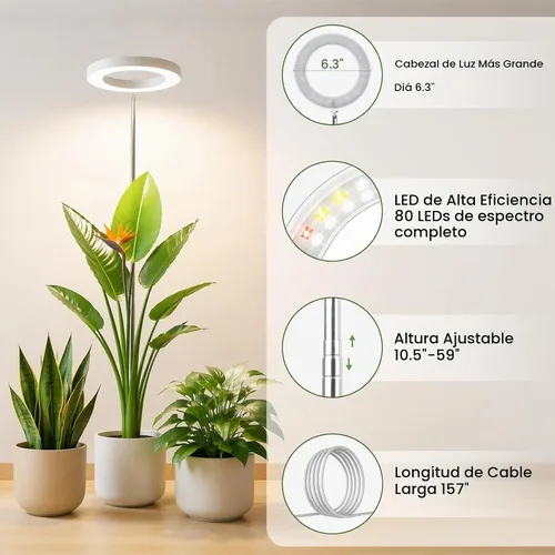 Vista 6 de Luces de cultivo para plantas de interior, luz de espectro completo de 6.3