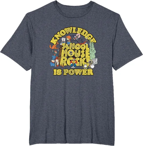 Vista 24 de Camiseta vintage con logo de Schoolhouse Rock "Knowledge is Power" de la serie de TV Azul Marino