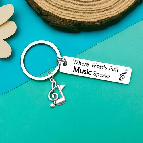 Vista 5 de Llavero de música para amantes de la música, regalos para mujeres y hombres, llavero de nota musical, regalo para profesores de música, regalo
