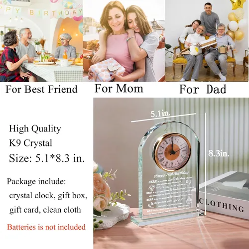 Vista 3 de Movdyka Regalos de 70 cumpleaños para mujeres y hombres – Reloj de cristal personalizado 1956 70 años de edad regalo para ella él – Ideas de regalos