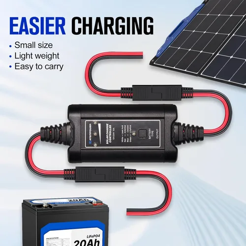 Vista 5 de ATEM POWER - Controlador de carga solar MPPT de 10 A, controlador de panel solar portátil inteligente de 12/24 voltios para paneles solares