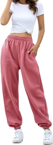 Vista 4 de HeSaYep - Pantalones deportivos de cintura alta para mujer, pantalones deportivos holgados para descansar