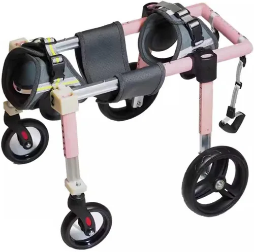 Vista 8 de Silla de ruedas para perros con patas traseras discapacitadas para caminar, silla de ruedas de aluminio para perros, soporte para silla de ruedas