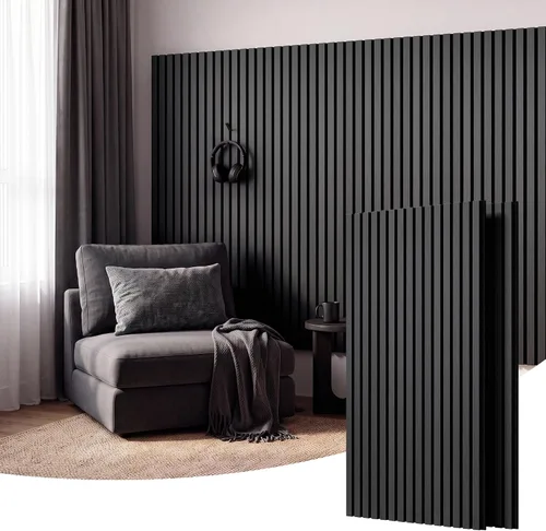Vista 21 de Amsleekey Paquete de 4 paneles de pared de listones de madera acústica de Teca