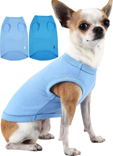 Vista 14 de Camisas Lisas para Perros, Ropa Sólida para Perros, Camiseta Ligera Elástica, Sin Mangas Blanca para Cachorros Chihuahua Gatos Disfraces Pequeños