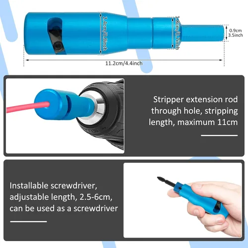 Vista 4 de Pelacables, herramienta de desmontaje de cables de aleación de aluminio con 2 llaves, herramienta cortadora de alambre de taladro eléctrico